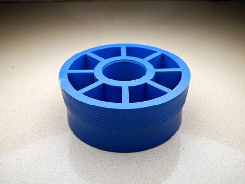 Close-up of plastic end caps for industrial use